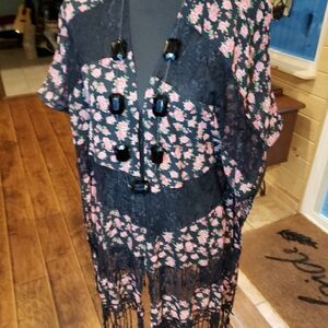 Catherine Stein‎ black faux stone necklace with black chain NWT